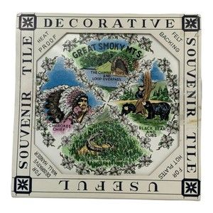 Decorative Tile Hot Plate/Wall Hanging of Great Smoky Mountains 6” x 6”